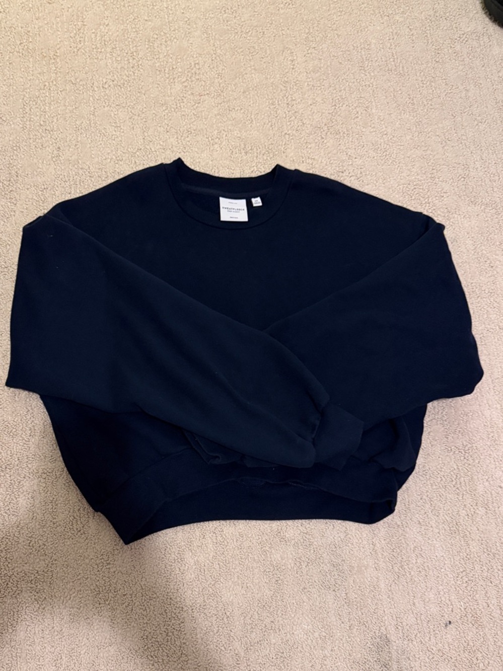 Aritzia cropped navy crewmen sweater